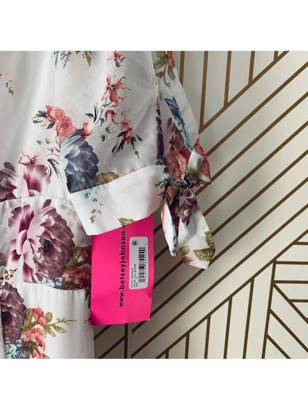 Betsey Johnson NWT Tie Sleeve Full Bloom Floral Flowers Chiffon Maxi Dress 6 - Picture 3 of 8